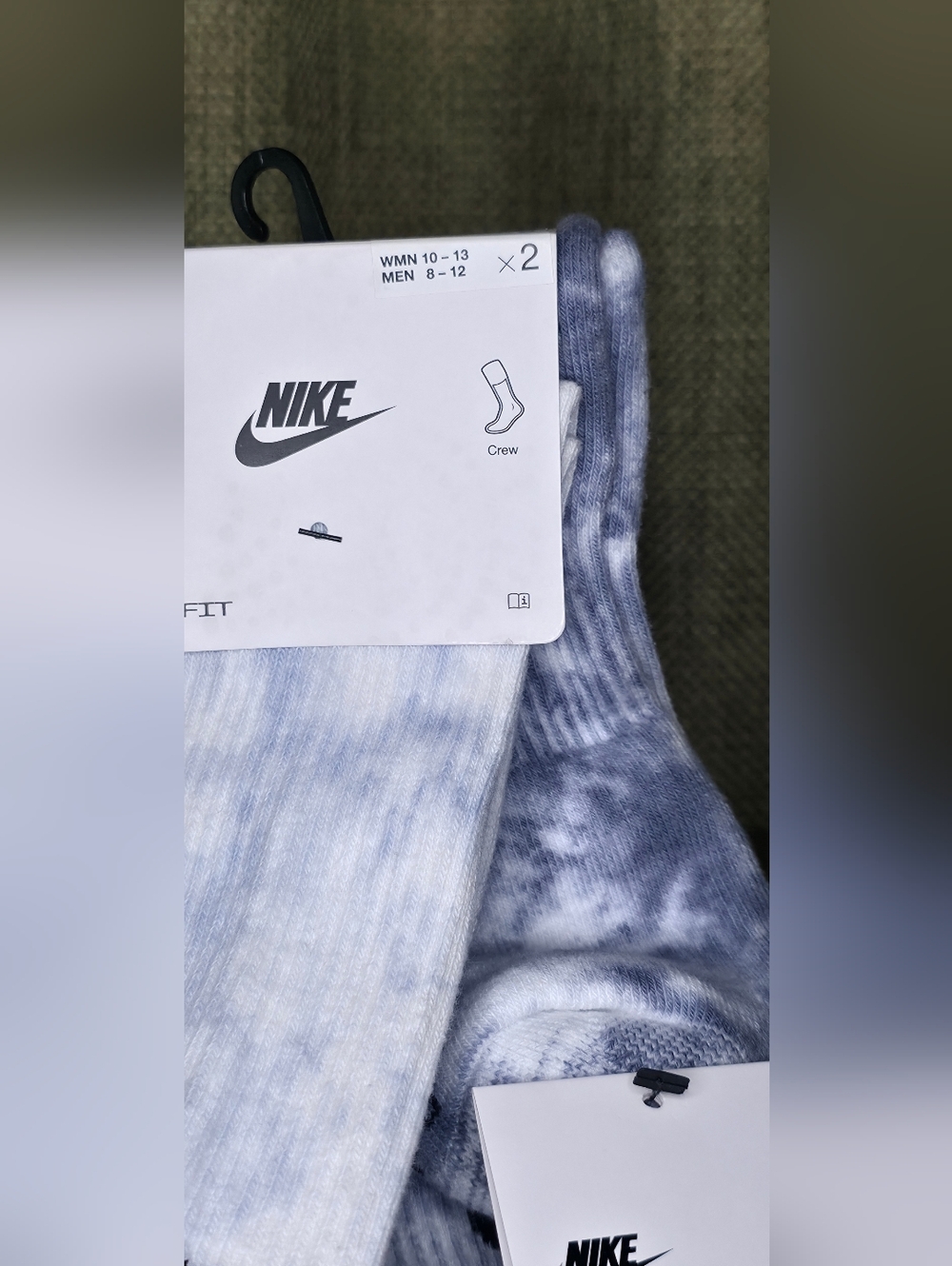 Nike Men’s Light Blue & White Tie-Dye Crew Socks - 2 Pack - Picture 2 of 4